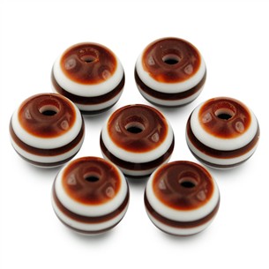 Koraliki kulki w paski akrylowe brązowe 8mm 20szt-5381