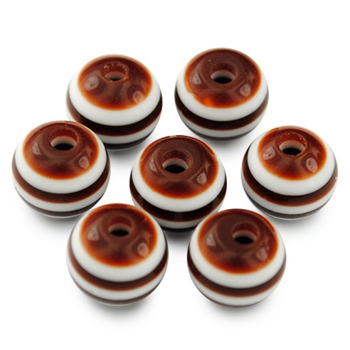 Koraliki kulki w paski akrylowe brązowe 8mm 20szt-5381