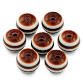 Koraliki kulki w paski / akrylowe / brązowe / 8mm / 10szt