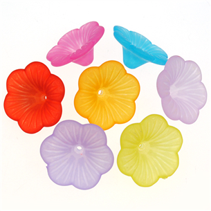 MIX koraliki szronione mrożone kwiatki / akrylowe / multikolor / 21mm / 6szt-7207