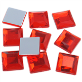 Kaboszony kwadraty / akrylowe / czerwone / 12x12x3mm / 10szt