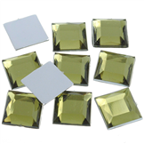 Kaboszony kwadraty / akrylowe / zielone / 12x12x3mm / 10szt
