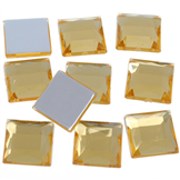 Kaboszony kwadraty / akrylowe / żółte / 12x12x3mm / 10szt