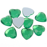 Kaboszony serca / akrylowe / zielone / 12x12x3mm / 10szt