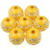 Koraliki zdobione / akrylowe / żółte / 10mm / 8szt