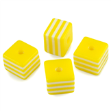Koraliki kostki z żywicy w paski / akrylowe / żółte / 8mm / 8szt