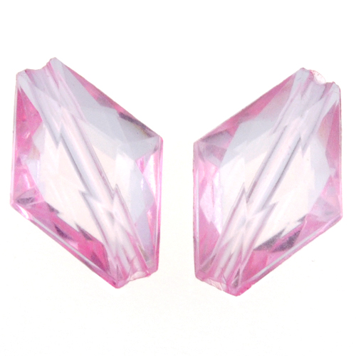 Koraliki romby fasetowane / akrylowe / różowe / 16x11x7mm / 6szt-7068
