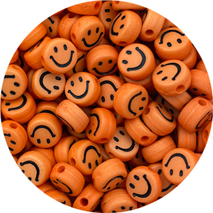 Koraliki pomarańczowe emotki / akrylowe / 7x4mm / 50szt-12389