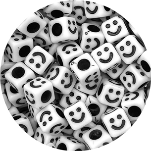 Koraliki modułowe emotki / akrylowe / białe / 6mm / 7,6g / 50szt-12454