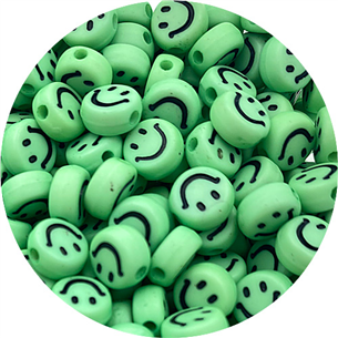 Koraliki zielone emotki / akrylowe / 7x4mm / 50szt-12392
